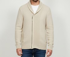 CARDIGAN UOMO DONNA, 100% COTONE CALDO, COLORE BEIGE, TG Xs. Zip Asimmetrica.