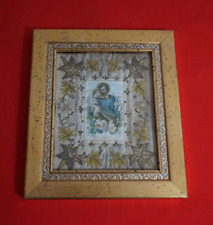 Arte Sacra quadro votivo santino San Giuseppe ricamato a mano