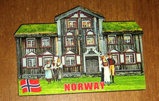 CALAMITA FRIGO NORVEGIA grande in legno a forma di casa - fridge magnet NORWAY