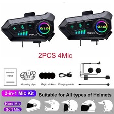 Coppia Interfono Moto Bluetooth 5.3 Auricolare Impermeabile 300m Per Casco Moto