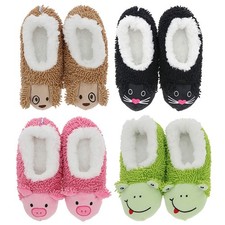 Snoozies! Pantofole da casa da donna in morbido pile sherpa stravaganti Critters taglie 3-9