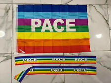 1 Bandiera della pace arcobaleno cm 60x90 + 2 sciarpe 100x10 cm pacifista flag