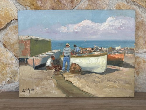 Quadro barche con pescatori - quadro, pescatori-