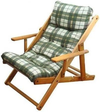 MAURY'S Poltrona Sdraio Relax Comodona in Legno 3 Posizioni Con Cuscino Imbottit