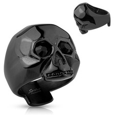 Men's Solid Steel Skull Biker