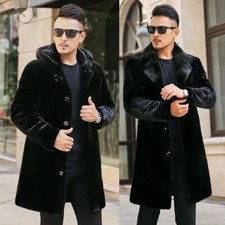 Cappotto visone invernale nuovo uomo pelliccia visone intera lunghezza media cappotto cappuccio pelliccia visone casual