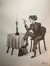 Rosalía, teschio e candela, belluci, mistero, magritte, originale di Milan Zazel