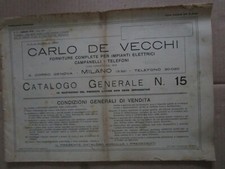 # DE VECCHI CATALOGO GENERALE N 15 CAMPANELLI /TELEFONI IMPIANTI ELETTRICI -1935