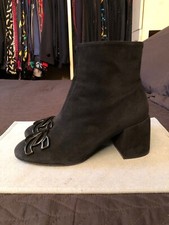 CASADEI LUSSO STIVALETTI CAMOSCIO BLACK BUCKLE ZIP ICONIC 38,5 EUR 8,5 US 5,5 UK