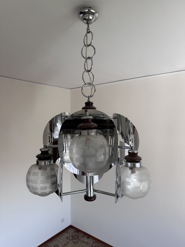 Lampadario vetro acciaio - in, e