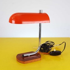 piccola lampada da tavolo anni 70 in metallo con base in legno