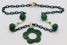 Collana Vintage GIADA VERDE E PERLE Alta Qualità 