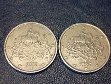 Monete da 50 centesimi Italia rare del 2002 con difetti di conio fronte e retro