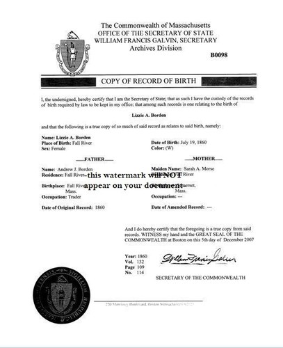 Lizzie borden birth record - borden,