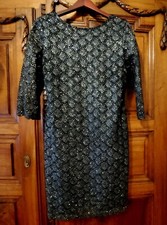 Abito da sera/cerimonia Donn Lungo  Pizzo Lamé Scintillante Argento Come Nuovo L