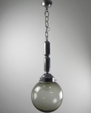 Lampadario da soffitto a sospensione vintage in acciaio con sfera palla cromato