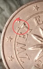 Moneta da 2 Cent 2014 Austria con Materiale in eccesso sul Bordo e la I di ZWEI