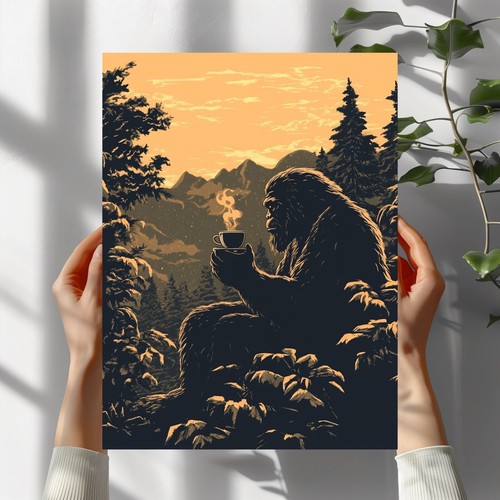 Bigfoot beve caffè poster