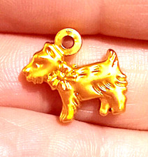 B858 - BARBIE 90s - ciondolo pendant dorato a forma di cane cagnolino puppy 