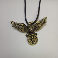 COLLANA CIONDOLO METALLO CORVO NERO BUSSOLA VICHINGA Vegvisir C203