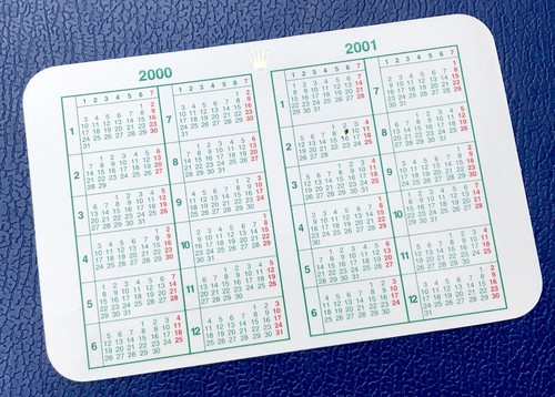 Rolex 2000 2001 calendar - 2000,
