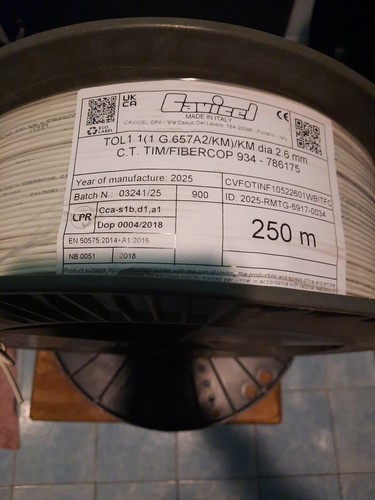 Fibra ottica 250 diam - mt.250, diam.