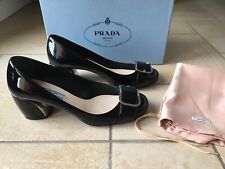 Prada Shoes Scarpa Decolletè Decoltè Donna Pelle Nero Made In Italy Tg 39.5 39,5