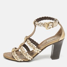 Miu Miu Gold Woven Leather