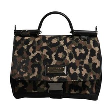 Borsa DOLCE & GABBANA marrone stampa leopardata lacca nylon Sicilia borsa 2200usd