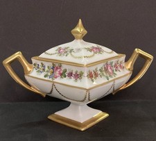 Zuccheriera Giraud Limoges Dipinta A Mano, Firmata Sul Fondo MR. XX Secolo.