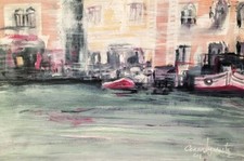 Cenan Uyanusta Canal Grande Venezia acrilico su tela 38x58 Espone Roma Istanbul