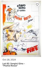 GINO SORGINI   PIUMA ROSSA TECNICA MISTA SU CARTONCINO  1982