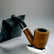 ROSSI by SAVINELLI Pipa Curva "BULL" Bocchino a Sella Bent Bulldog Briar Smoked