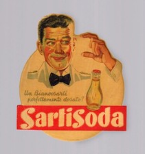 Distillerie Sarti Bologna. SartiSoda BiancoSarti. Vetrofania anni '50. Liquori.
