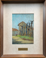 Venanzio Mele Dipinto Firmato con Targhetta Olio Paesaggio Rustico Piemontese