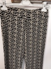 Pantalone Anni 70 Elasticizzato Fantasia Geometrica B/N