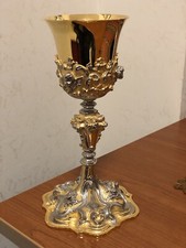 CALICE CESELLATO A MANO PER MESSA 24 Cm Made In Italy Nuovo