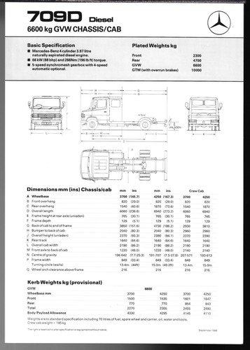 Mercedes benz 709d chassis - 709d, cab