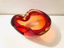 🔴 grande guscio rosso in Vetro di Murano Sommerso  Flavio Poli per Seguso 1970