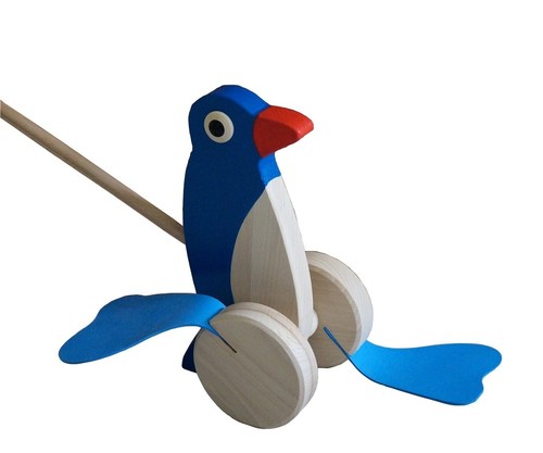 Pinguino spingibile legno - pinguino, in