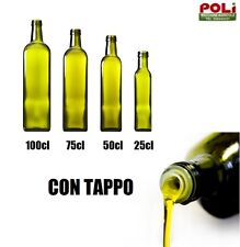 BOTTIGLIE VETRO VERDI PER OLIO CON TAPPO CONF DA 6 o 3 PEZZI DIVERSE MISURE