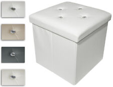 Pouf Puff Contenitore Ecopelle Swarovski Panca Seduta Baule Vari Colori