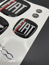 KIT STEMMI FIAT 500/PUNTO/BRAVO... ANT+POST+VOLANTE ADESIVO 3D RESINATO TUNING