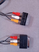 RCA to scart adattatore AV triple female 3 phono to male scart VHS DVD + cavetti