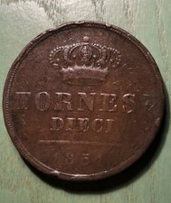 10 TORNESI 1851 4º TIPO FERDINANDO II (1839-1859)