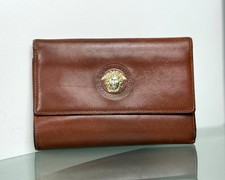 Portafoglio vintage Gianni Versace pelle marrone logo Medusa anni 80