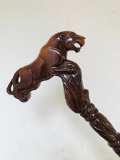 Bastone da passeggio testa di leopardo in legno - Bastone per animali fatto a mano per uomo, regalo unico