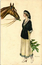 BIANCHI - Art Deco - "Donnina", Pretty Lady - Cavallo, Horse - VG - HL017