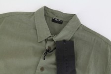 Richmond Verde Cotone Lino Camicia 2XL Uomo Logo Schiena Knopfleisten Corto Arm