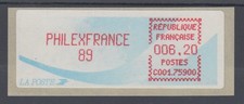 Francia Crouzet-ATM PHILEXFRANCE 89, colore rosso brunastro, valore 6,20 ** 